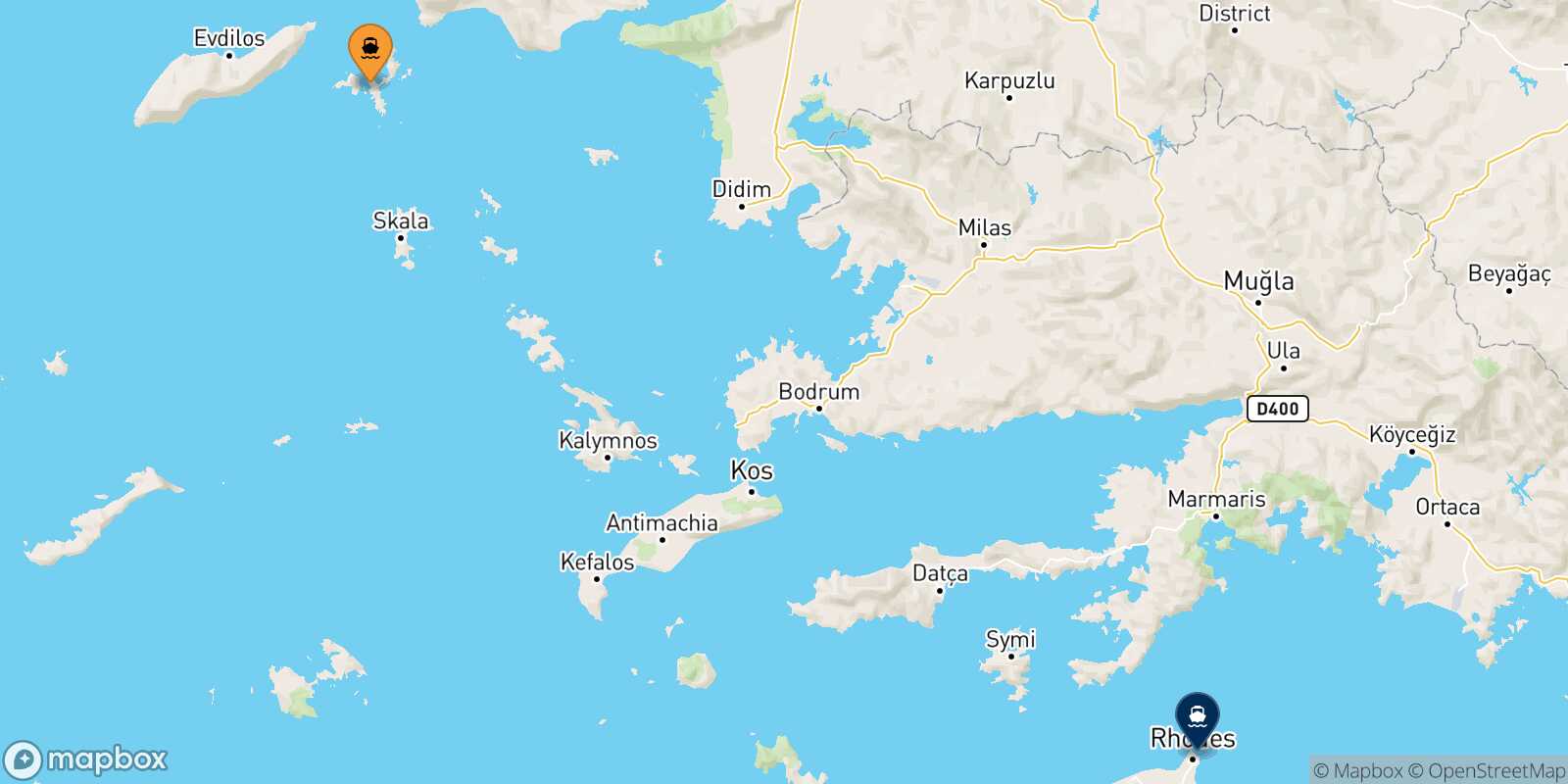 Carte des traverséesFourni Rhodes