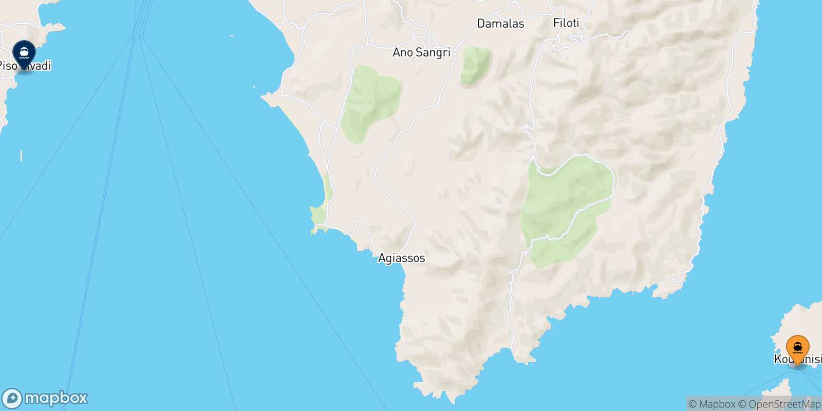 Carte des traverséesKoufonissi Piso Livadi (Paros)