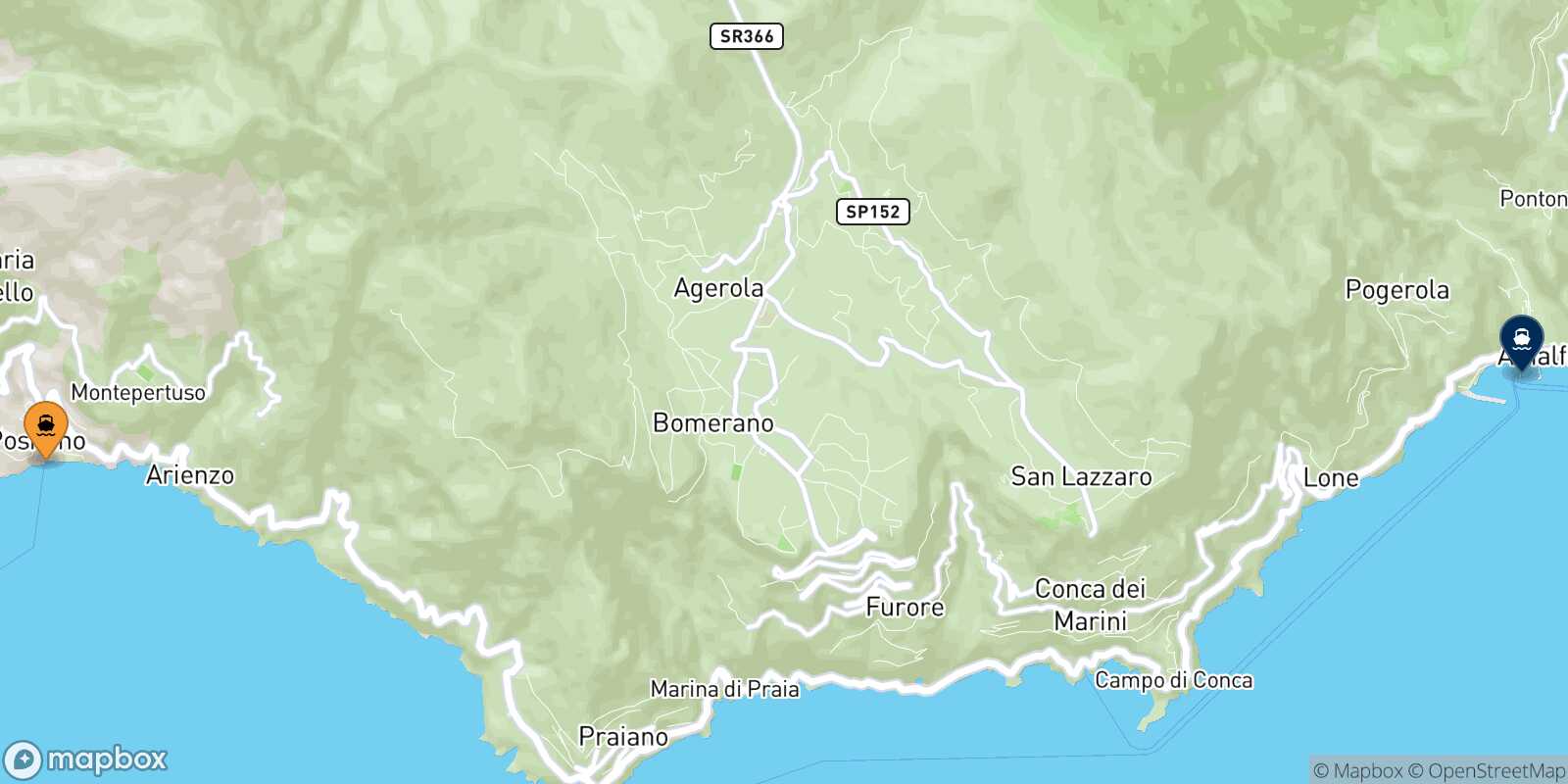 Carte des traverséesPositano Amalfi