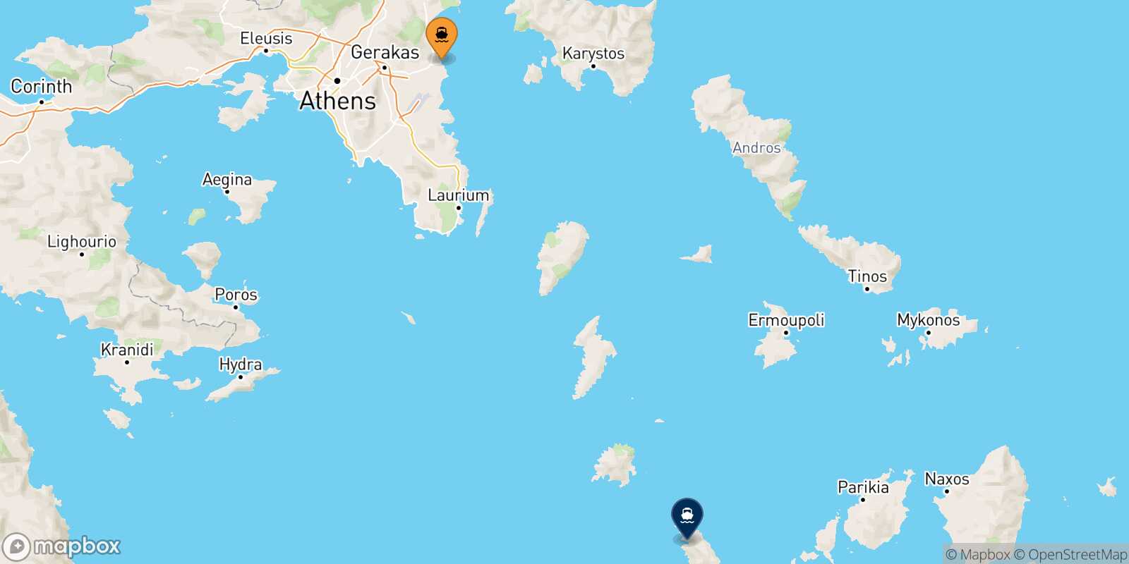 Carte des traverséesRafina Sifnos