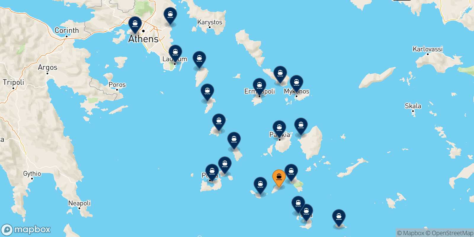 Carte des destinations de Sikinos