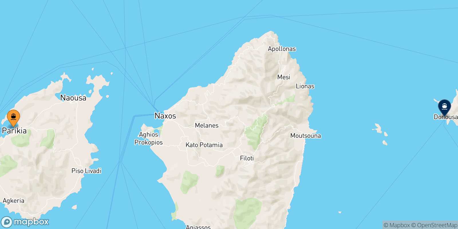 Carte des traverséesParos Donoussa