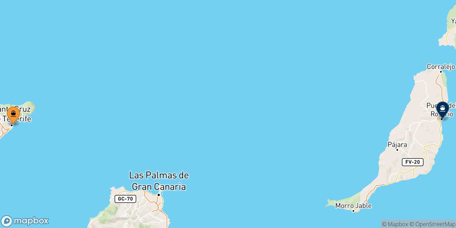 Carte des traverséesSanta Cruz De Tenerife Puerto Del Rosario (Fuerteventura)