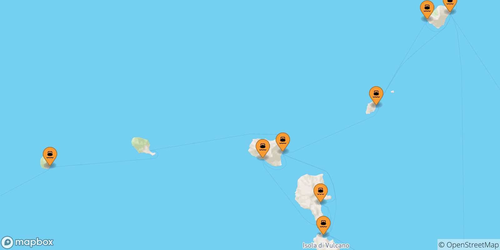 Carte des traversées possibles entre les Îles Éoliennes et Filicudi