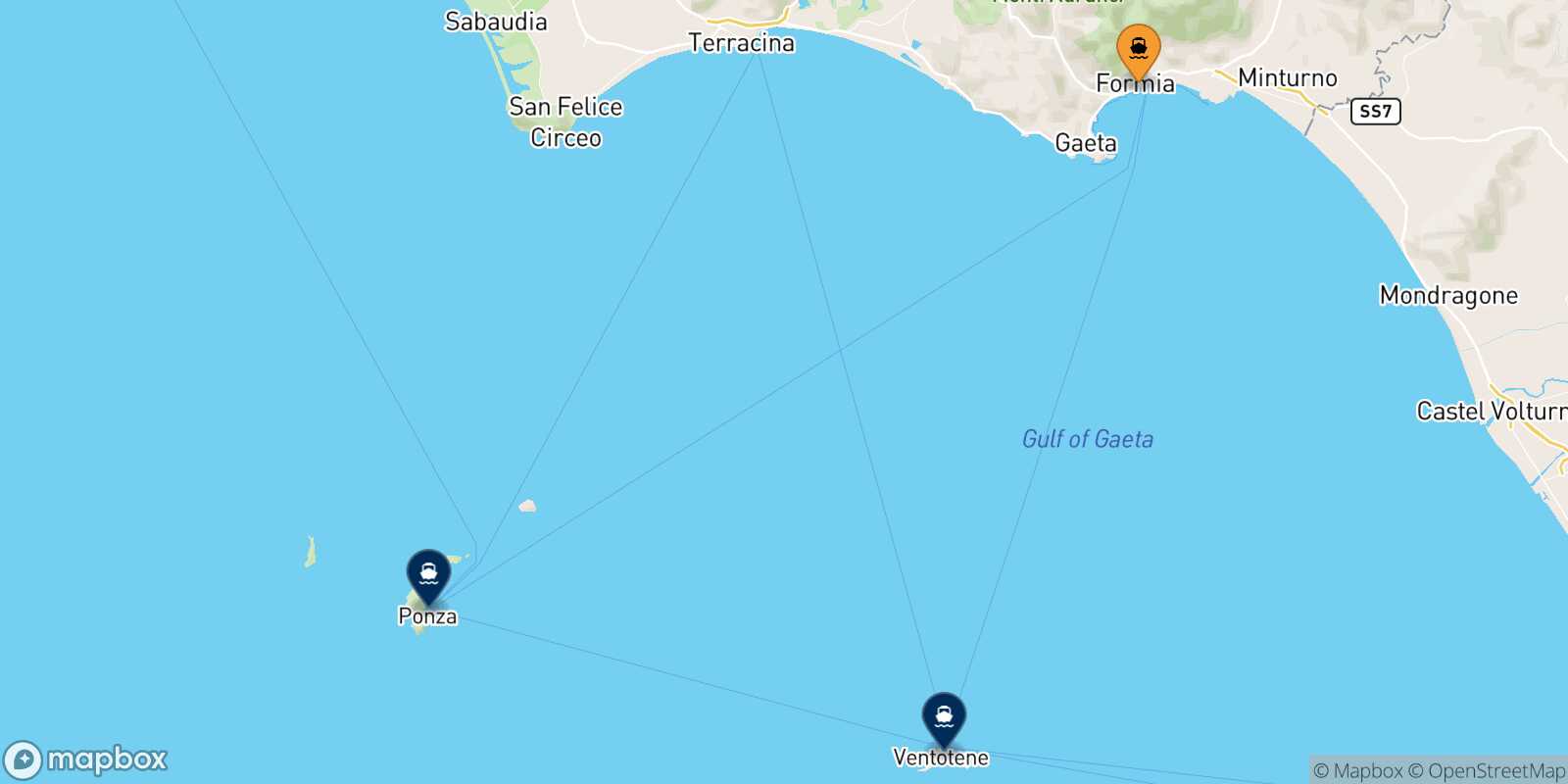 Carte des destinations de Formia