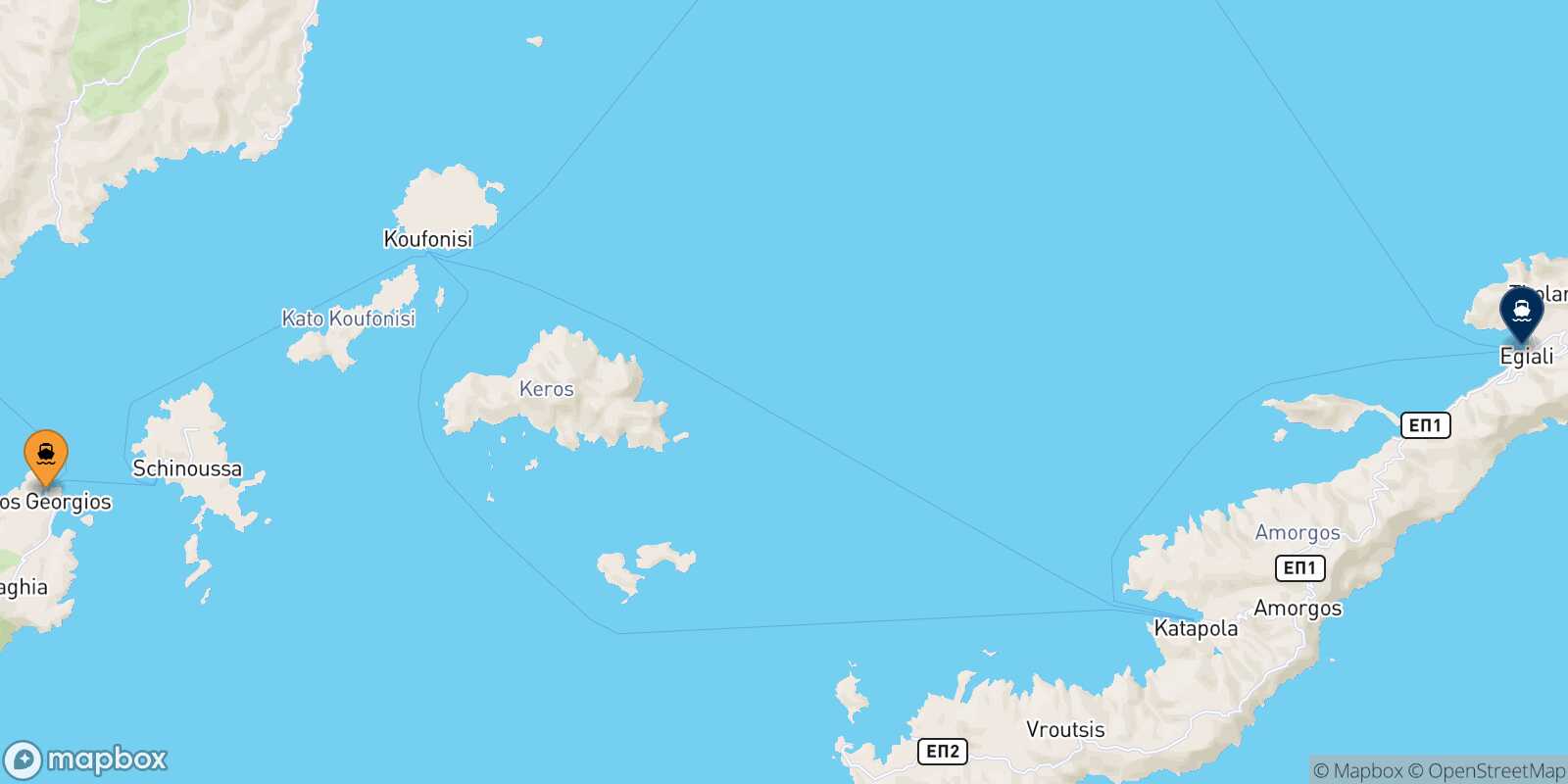 Carte des traverséesIraklia Aegiali (Amorgos)