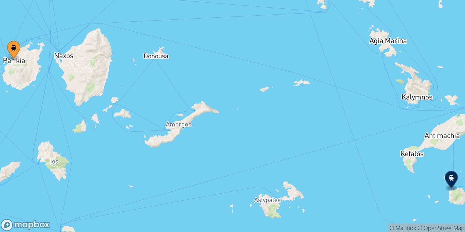 Carte des traverséesParos Nisyros