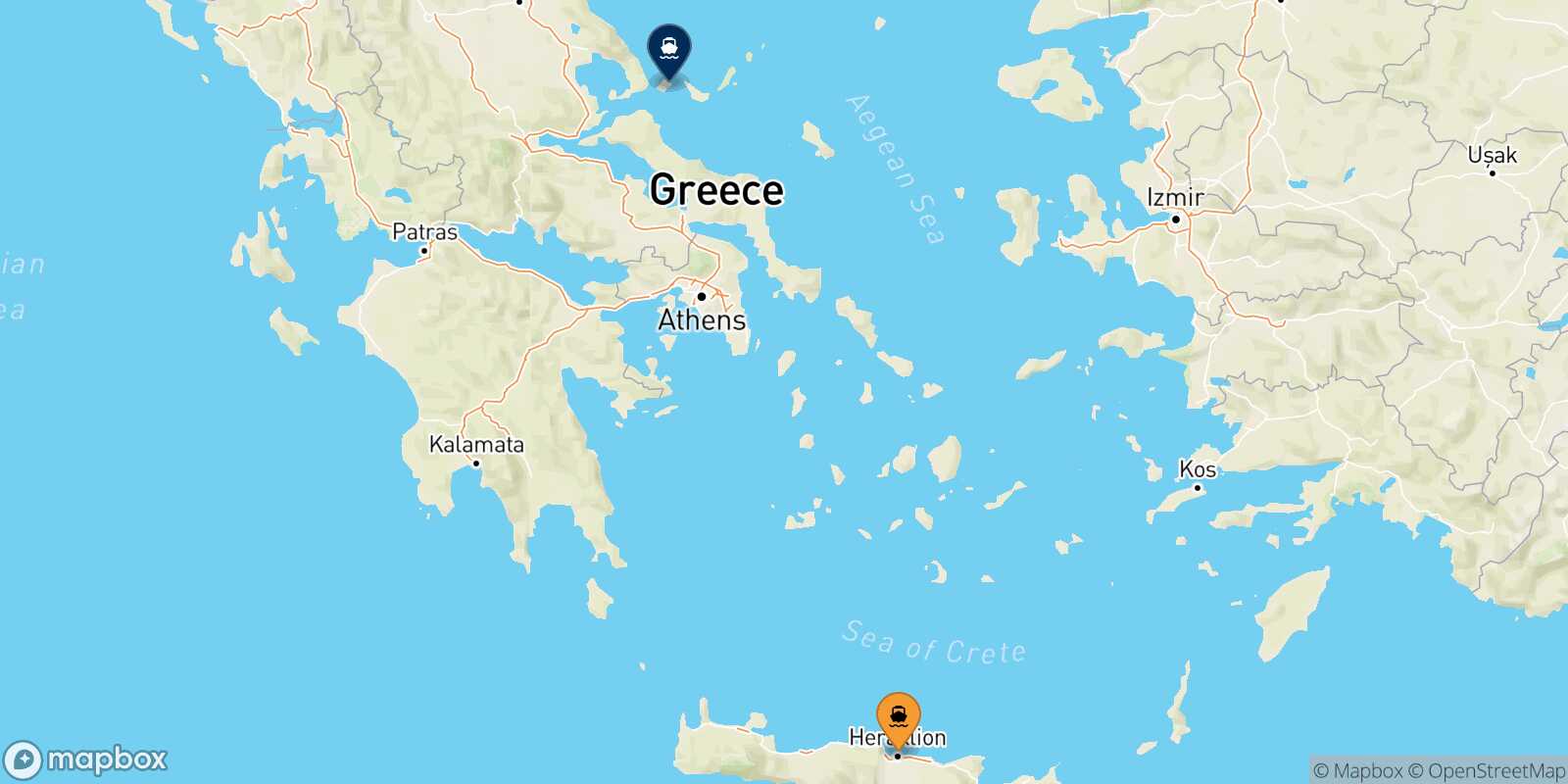 Carte des traverséesHeraklion Skiathos