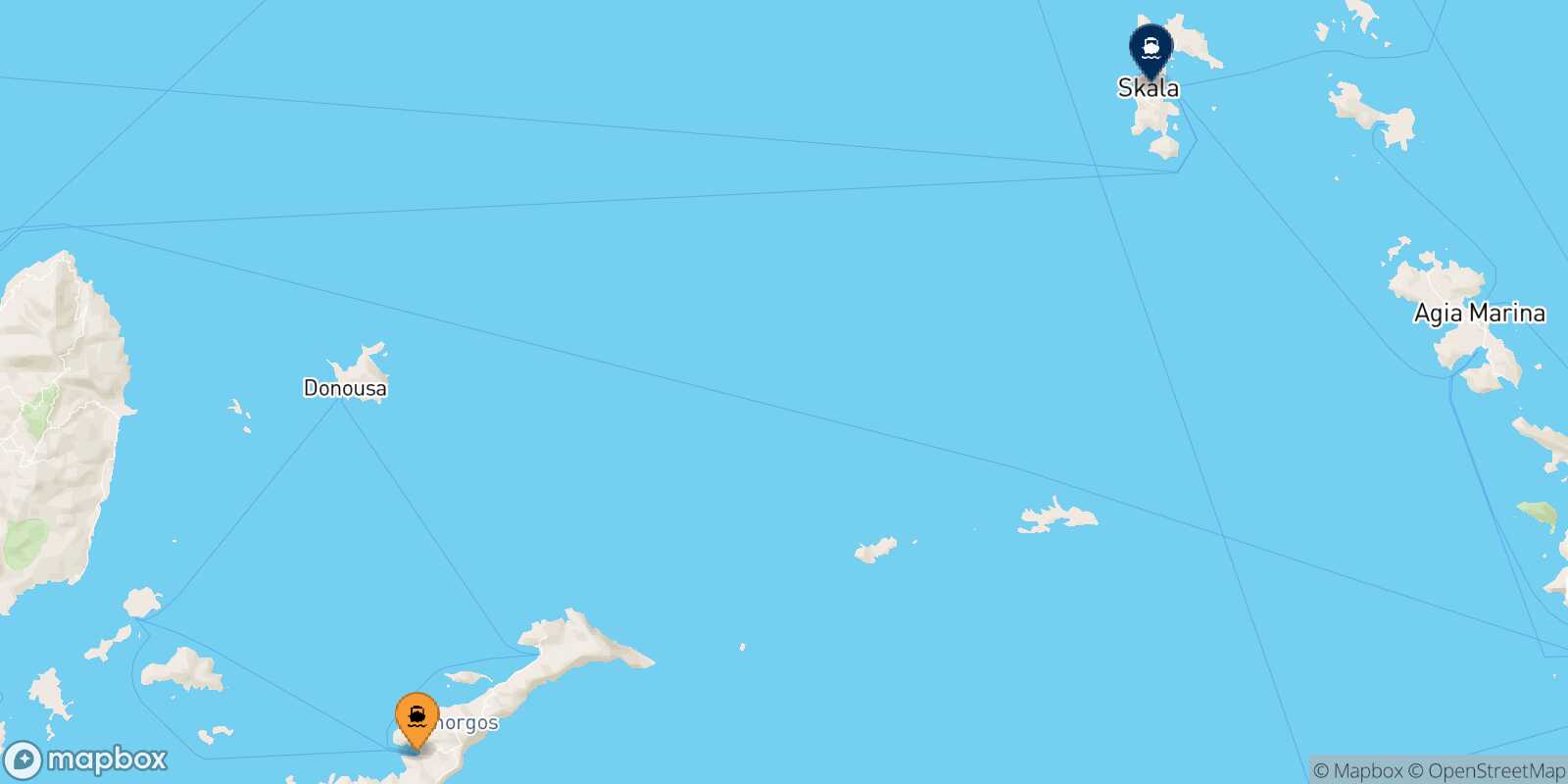 Carte des traverséesKatapola (Amorgos) Patmos