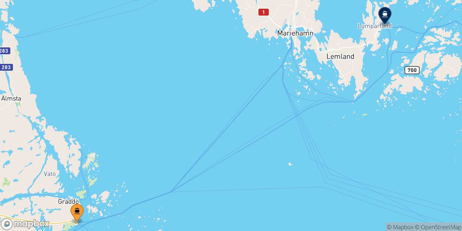 Carte des traverséesKapellskär Langnas