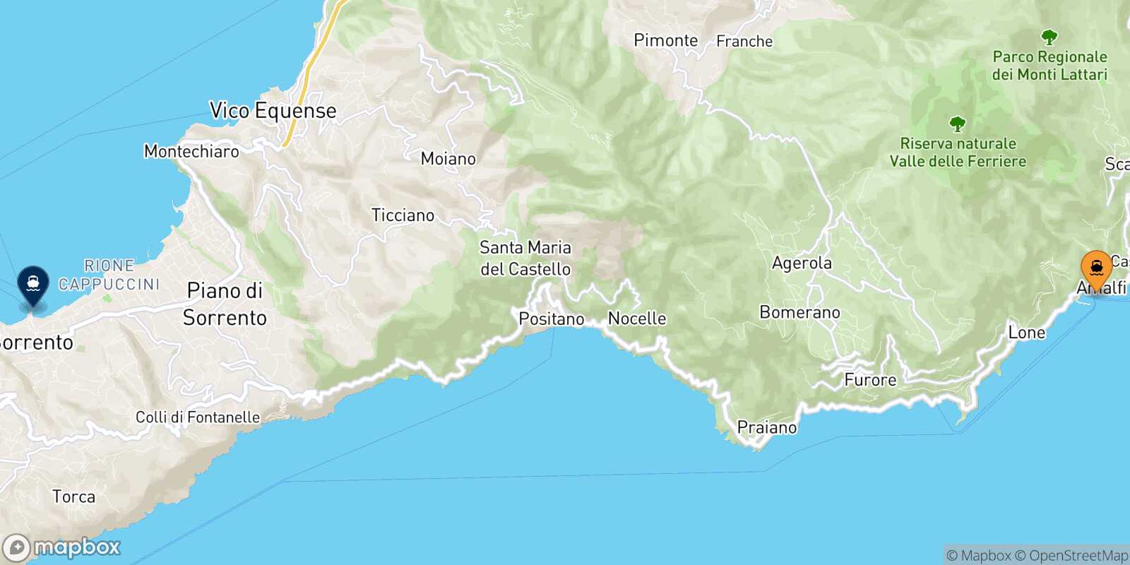 Carte des traverséesAmalfi Castellammare