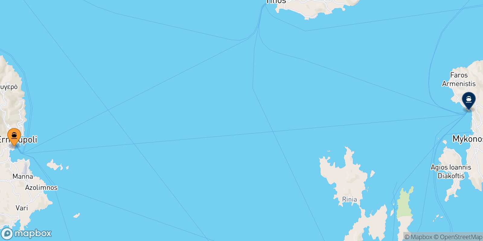 Carte des traverséesSyros Mykonos