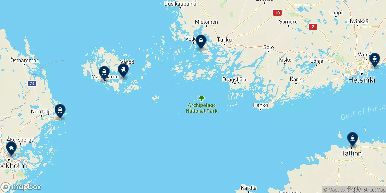 Carte des destinations Tallink Silja Line