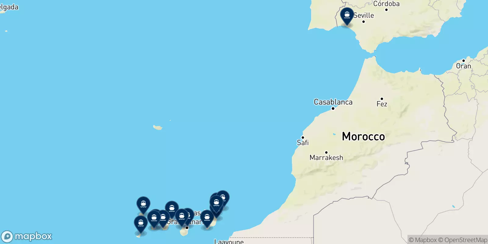 Carte des destinations Fredolsen