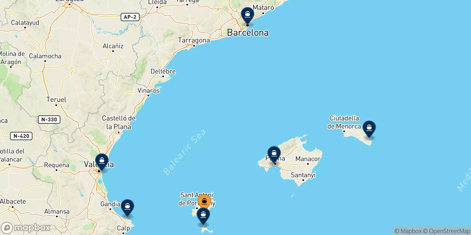 Ferry de Ibiza pour l'Espagne