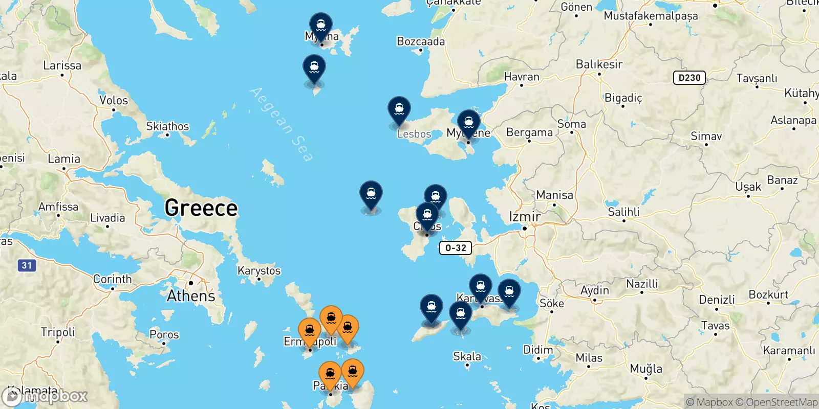 Ferry de Îles Des Cyclades pour les Îles Égéennes