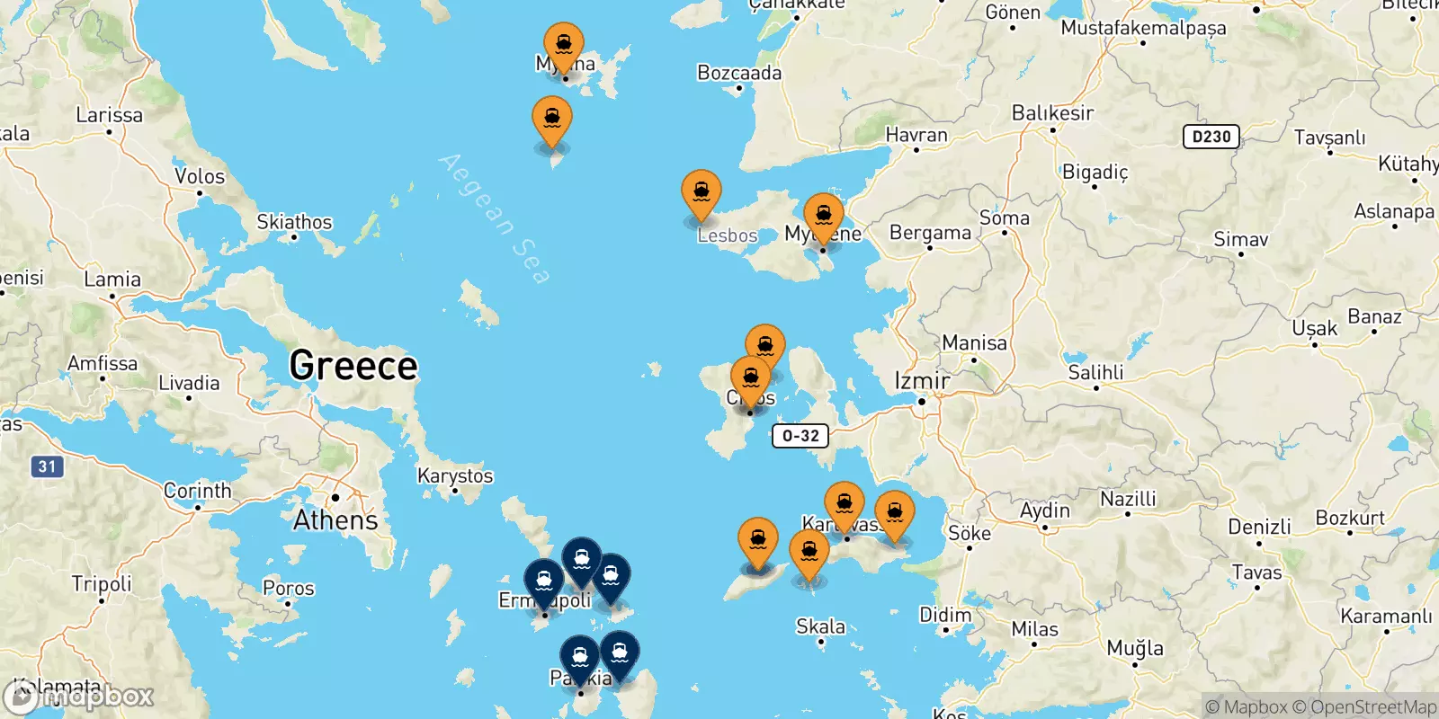 Ferry des Îles Égéennes pour Îles Des Cyclades