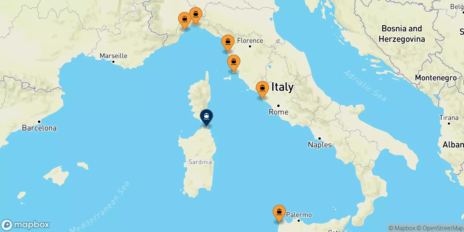 Ferry de l'Italie pour Golfo Aranci