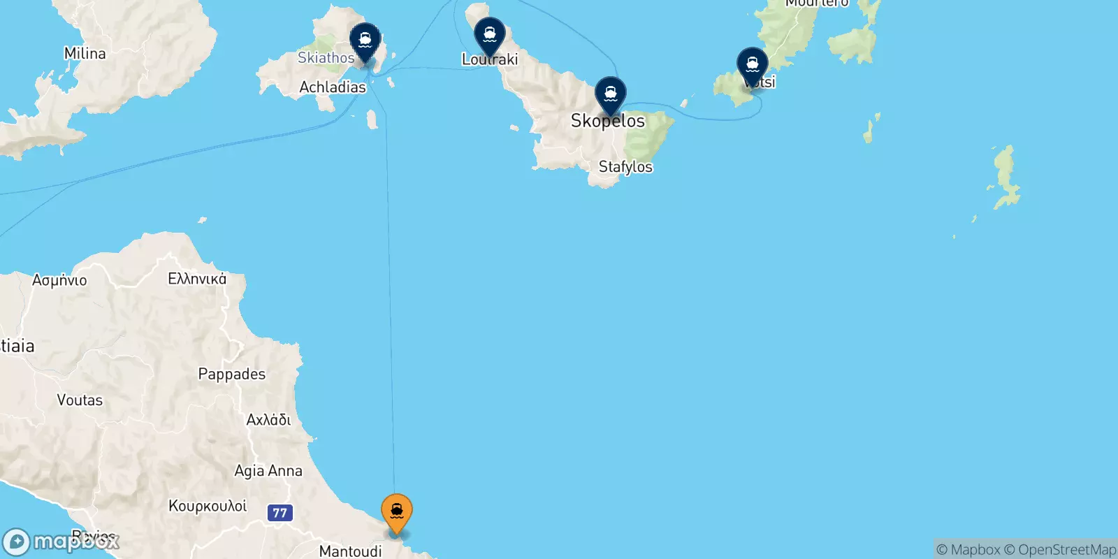 Ferry de Mantoudi (Evia) pour les Îles Sporades