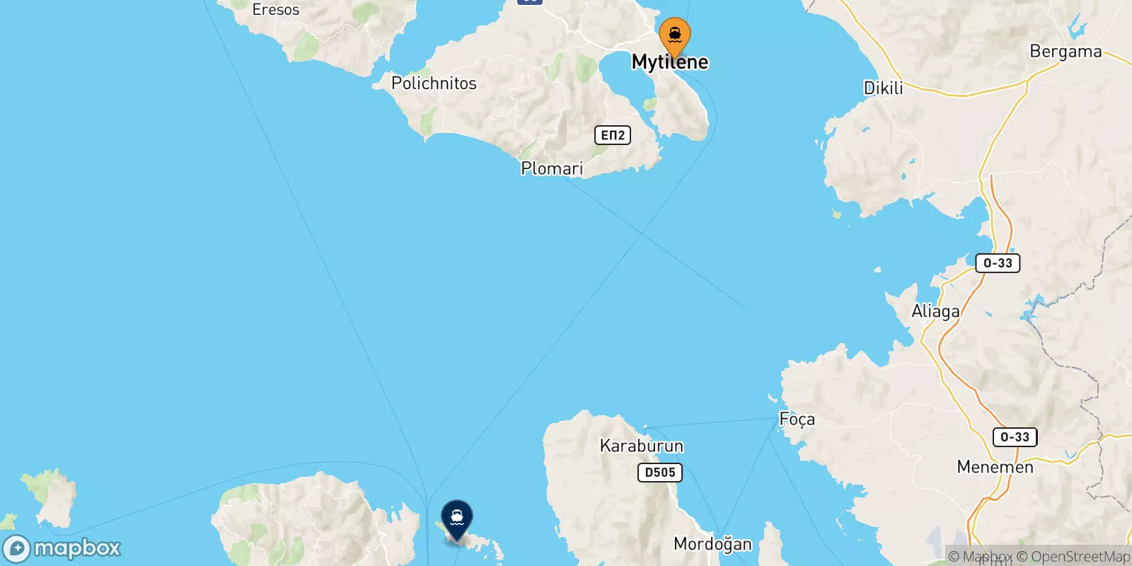 Ferry de Mytilène (Lesvos) pour Inousses