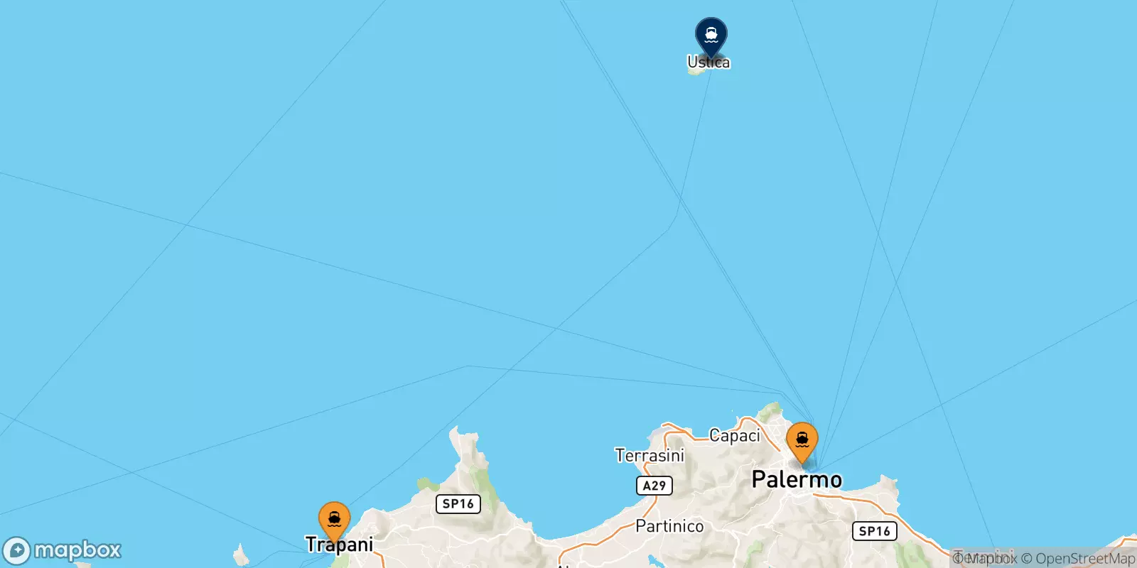 Ferry de la Sicile pour l'Île D'ustica