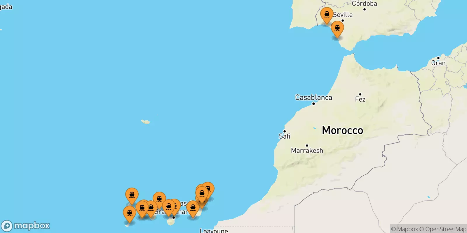 Ferry de l'Espagne pour les Îles Canaries