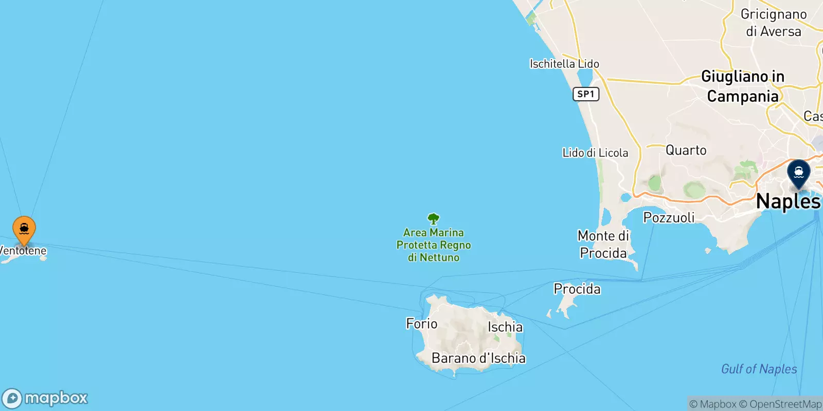 Ferry de Ventotene pour Naples Beverello