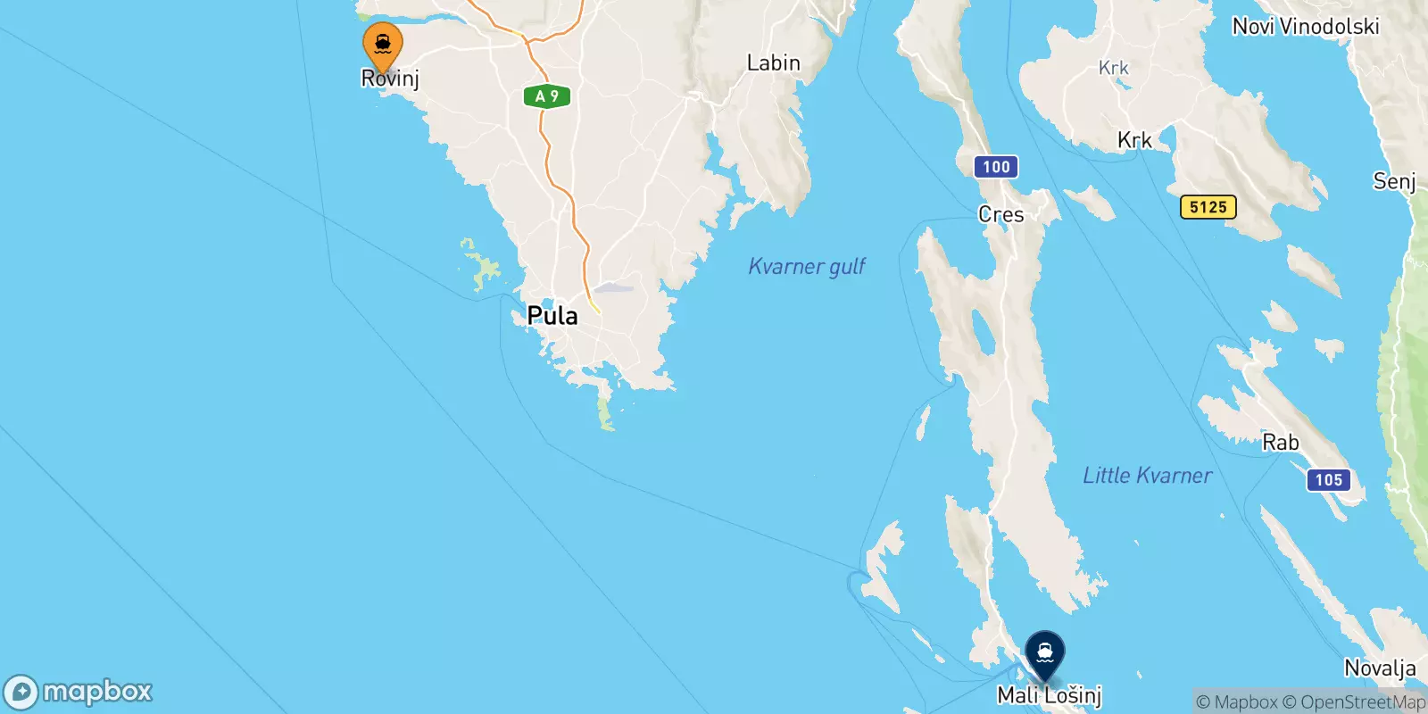 Ferry de la Croatie pour Mali Losinj