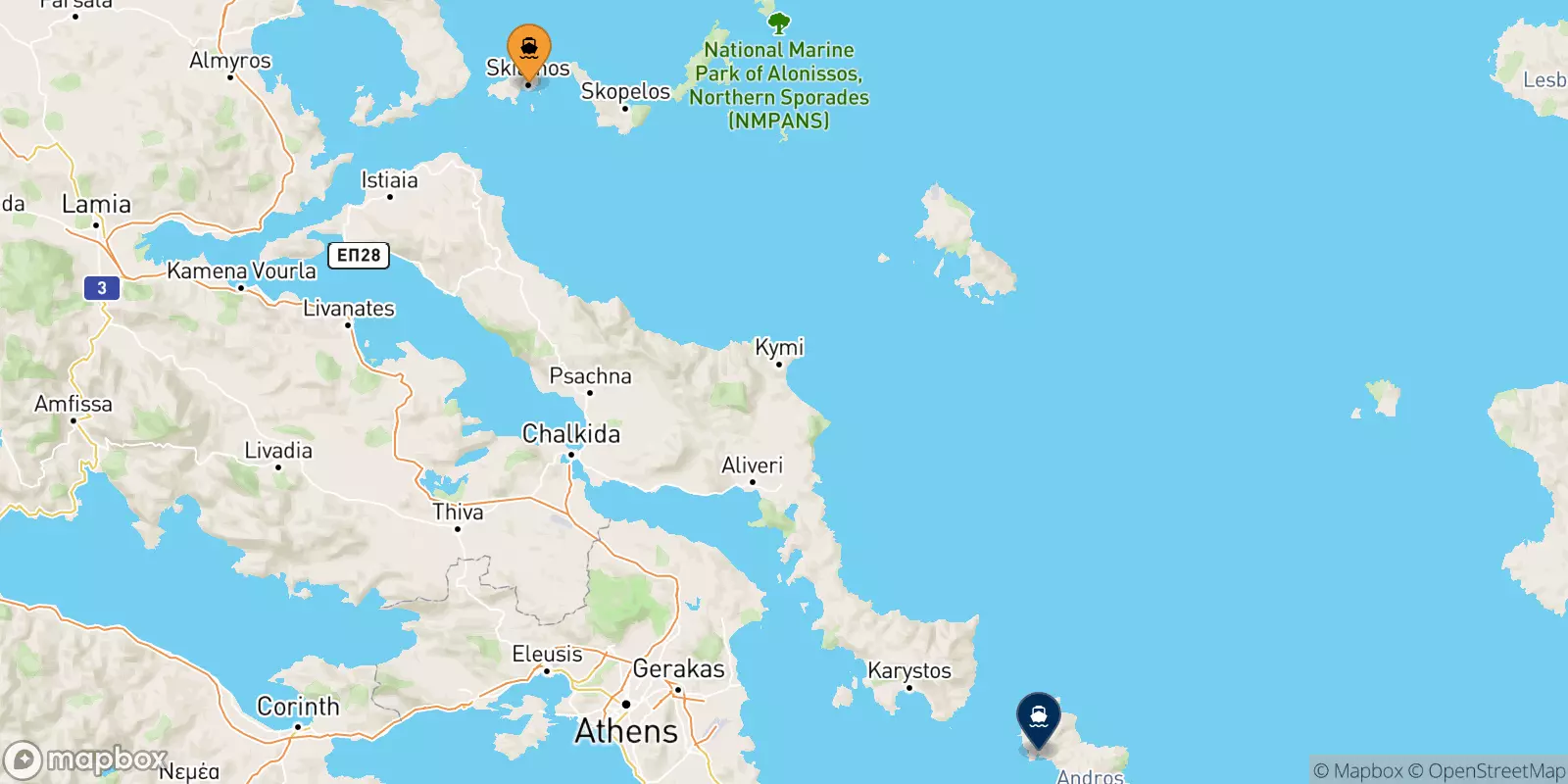 Ferry des Îles Sporades pour Andros