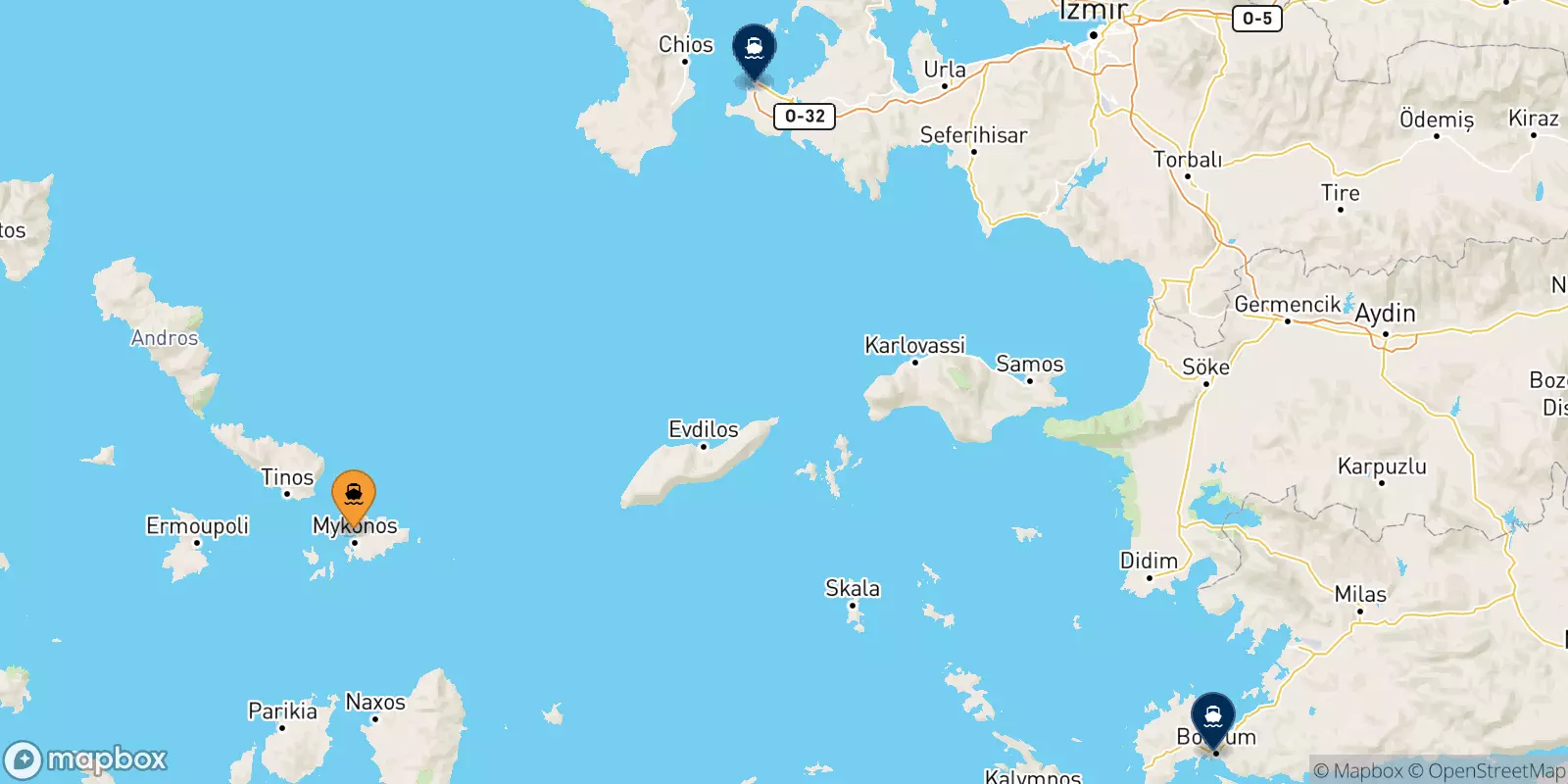 Ferry de Îles Des Cyclades pour la Turquie